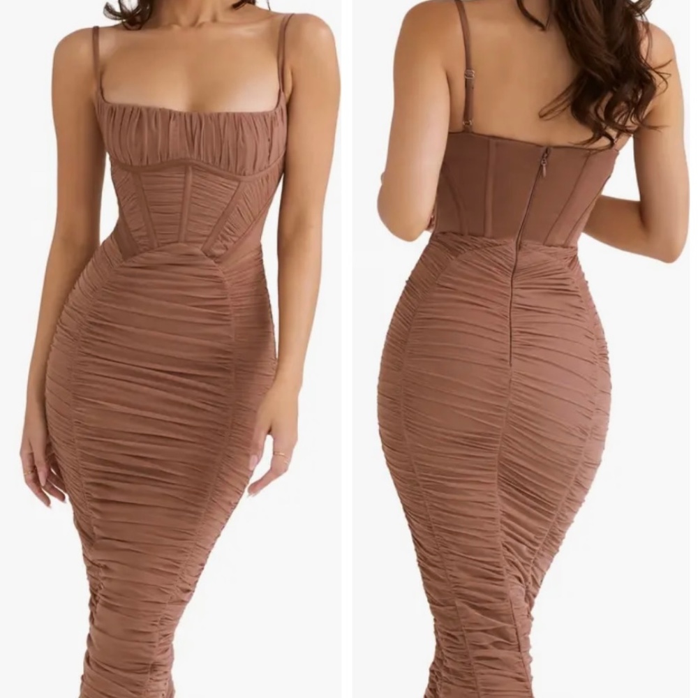 House of CB Lilian Corset Ruched Maxi Dress